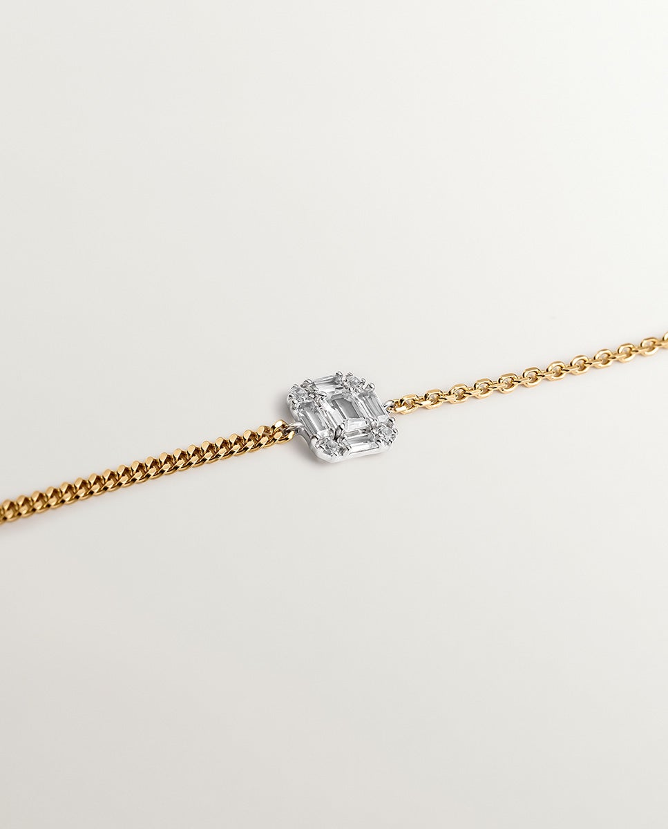 Pulseira de Prata 925 Banhada em Ouro Amarelo de 18k com Topázios Brancos Branco-5
