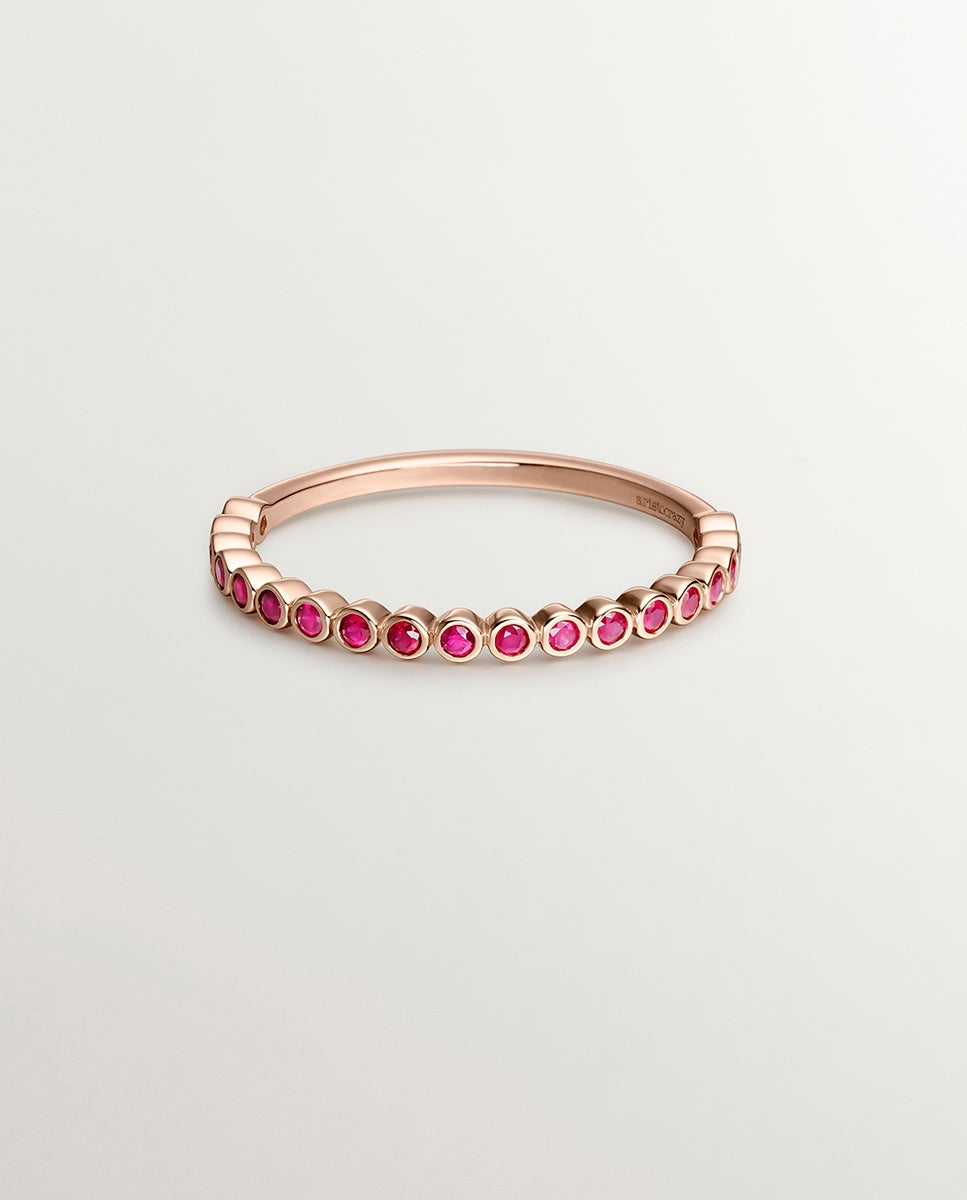 Anel de Ouro Rosa de 9k com Rubis Vermelho-3
