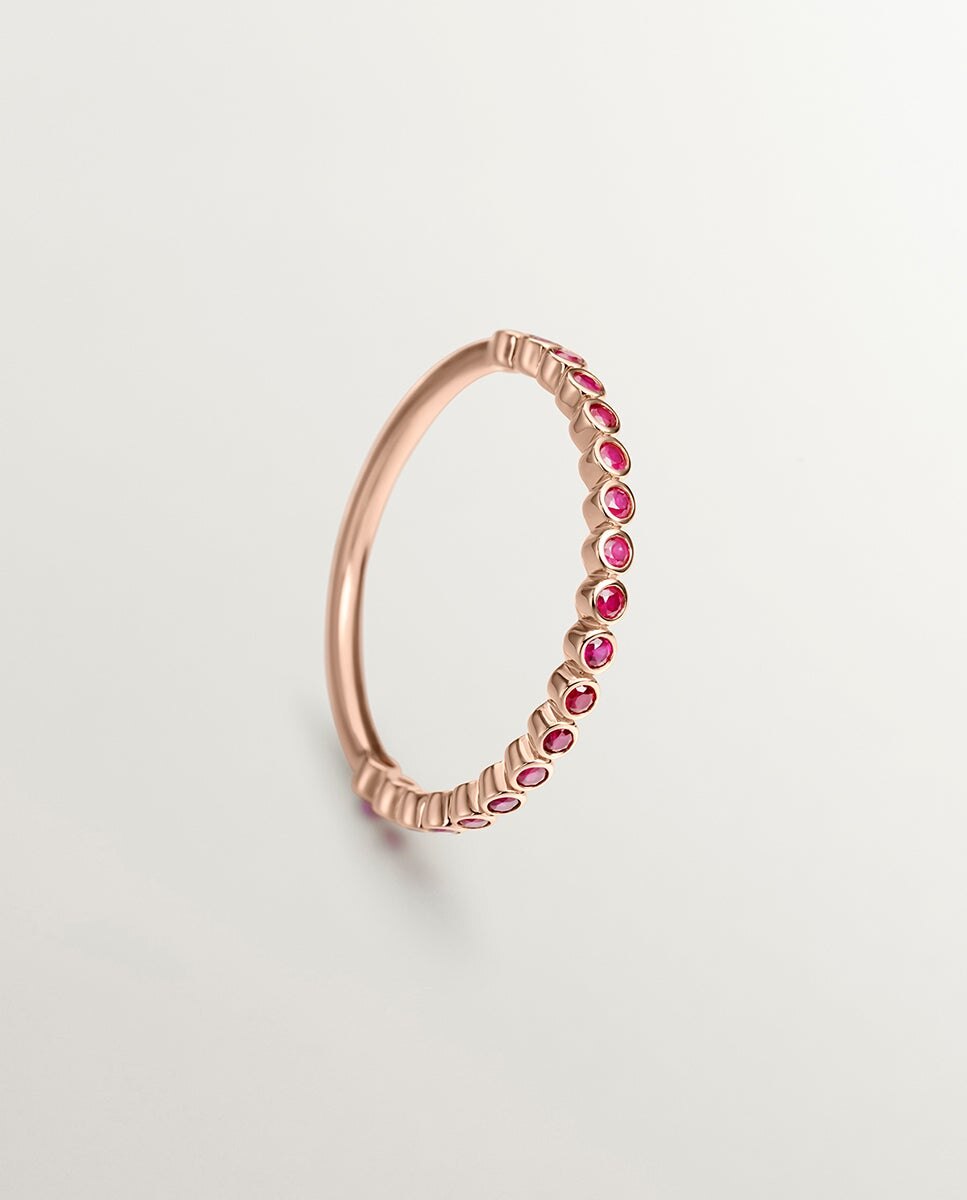Anel de Ouro Rosa de 9k com Rubis Vermelho-5