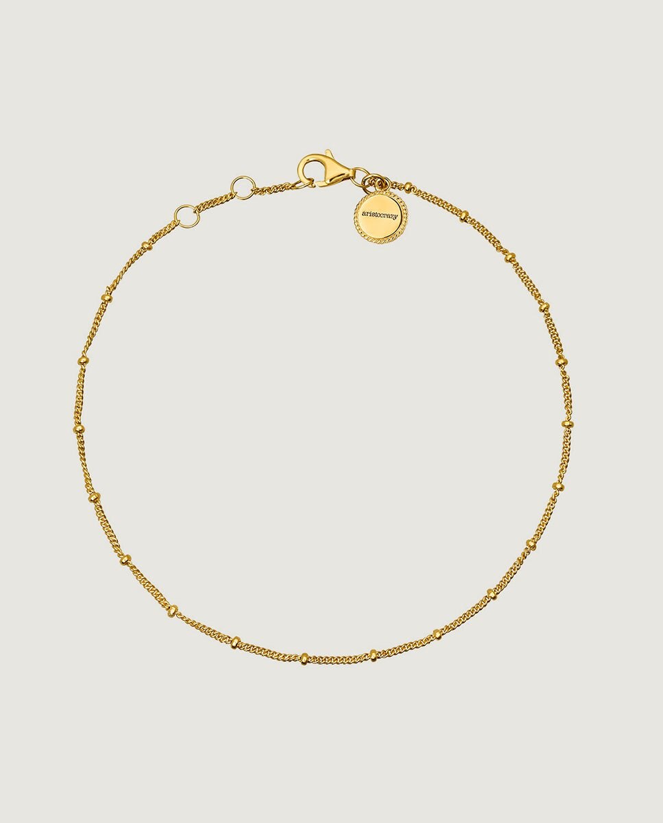 Pulseira de Corrente de Prata 925 Banhada a Ouro Amarelo de 18k com Bolinhas Ouro-1