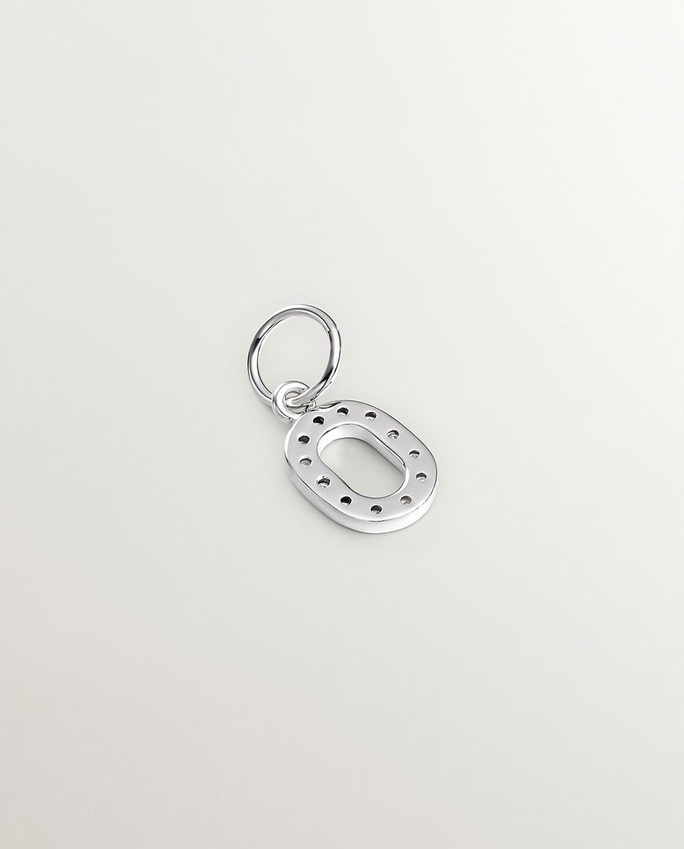 Charm de Prata 925 e Topázios Brancos Inicial o Branco-2
