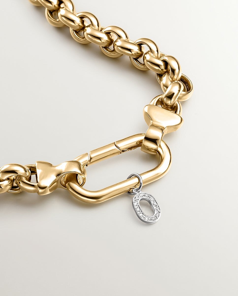 Charm de Prata 925 e Topázios Brancos Inicial o Branco-3