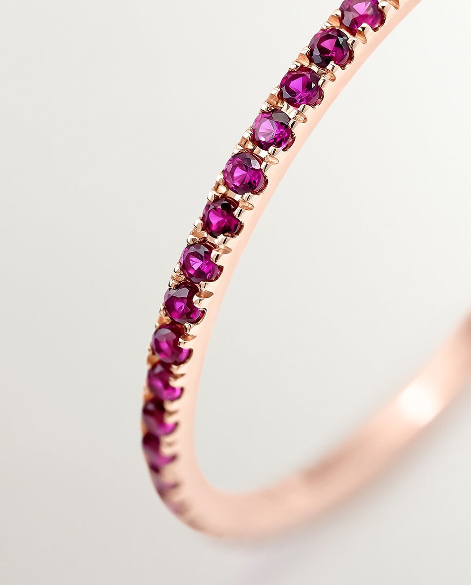 Anel de Ouro Rosa de 9k com Rubis Rosas Rosa-5