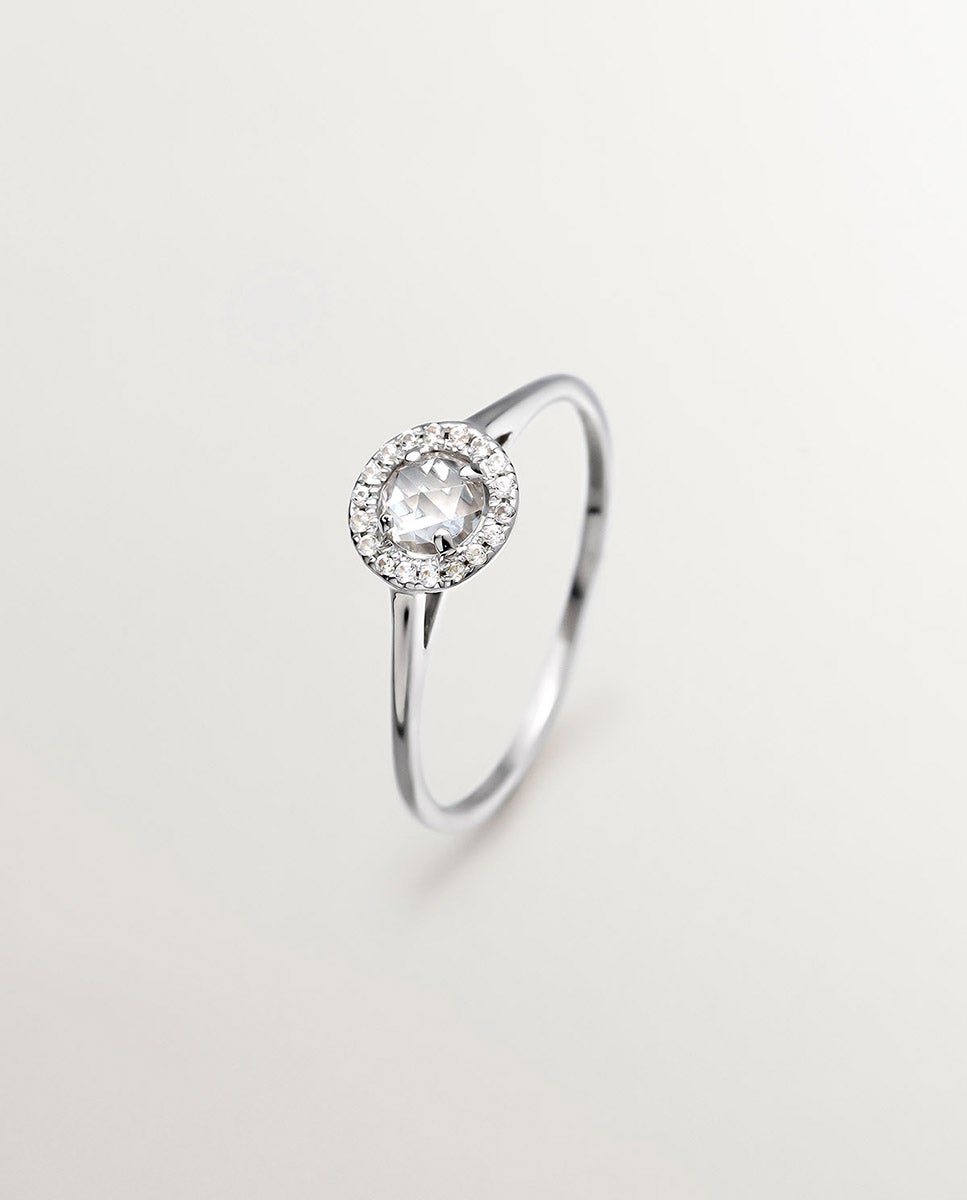 Imagem 0 de Anel de Prata 925 com Topázios Brancos e Safiras Brancas