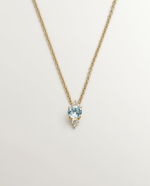 Imagem 0 de Pendente de Prata 925 Banhada em Ouro Amarelo de 18k com Topázio Azul Sky e Safiras Brancas