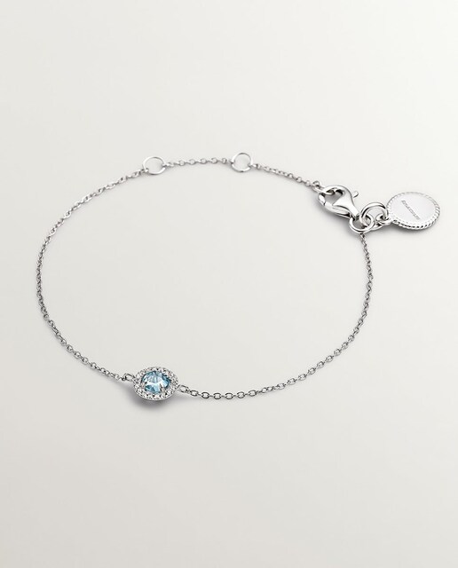 Imagem 0 de Pulseira de Prata 925 com Safiras Brancas e Topázio Azul