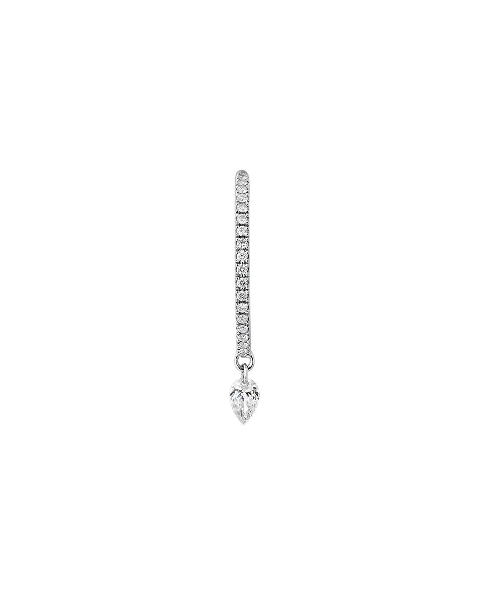 Brinco Individual de Argola em Ouro Branco 18k com Diamantes Branco-3