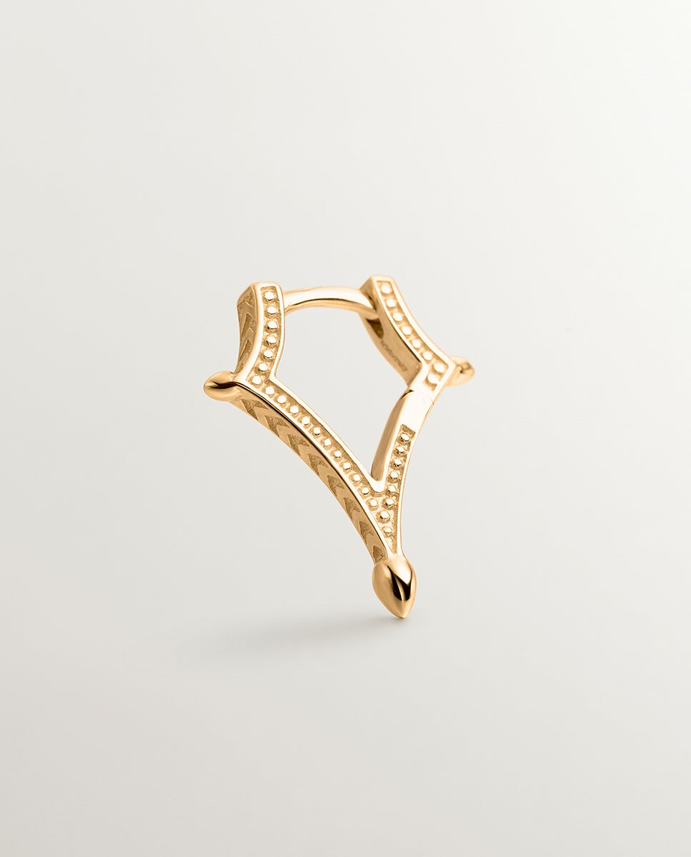 Brinco Individual de Ouro Amarelo 9k com Forma de Losango Ouro-5