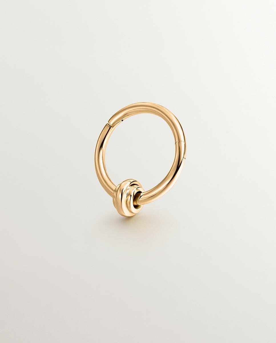 Brinco Individual de Argola de Ouro Amarelo 9k com Bola Ouro-5
