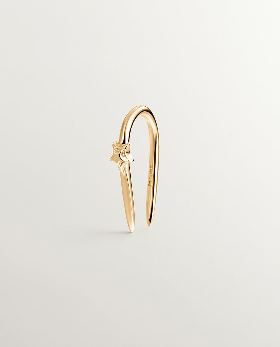 Brinco Individual Aberto de Ouro Amarelo 9k com Estrela Ouro-5