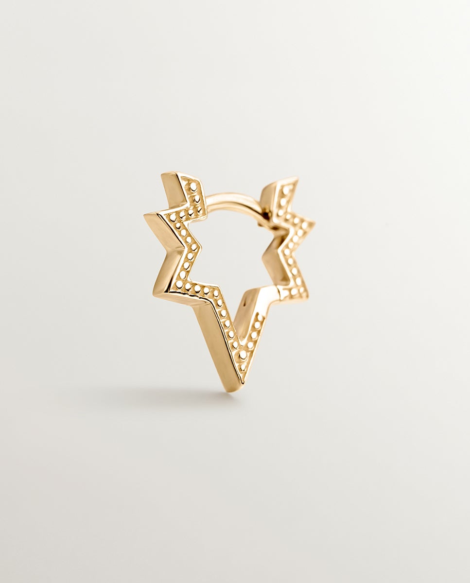 Brinco Individual de Ouro Amarelo de 9k com Forma de Estrela Ouro-5