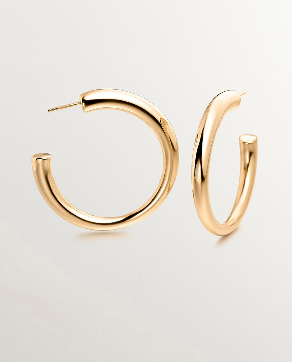 Brincos de Argola Grandes de Prata 925 Banhada em Ouro Amarelo de 18k Ouro-1