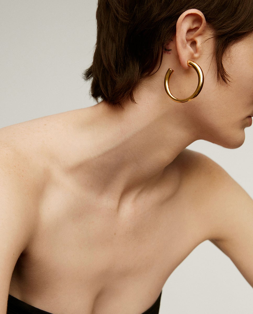 Brincos de Argola Grandes de Prata 925 Banhada em Ouro Amarelo de 18k Ouro-2