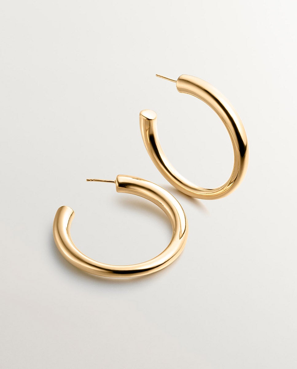 Brincos de Argola Grandes de Prata 925 Banhada em Ouro Amarelo de 18k Ouro-3