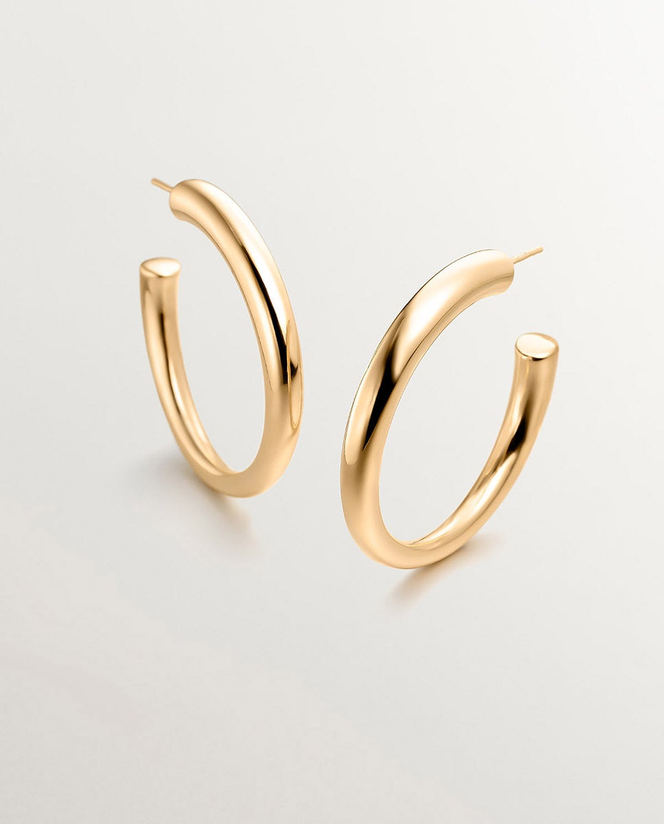 Brincos de Argola Grandes de Prata 925 Banhada em Ouro Amarelo de 18k Ouro-6