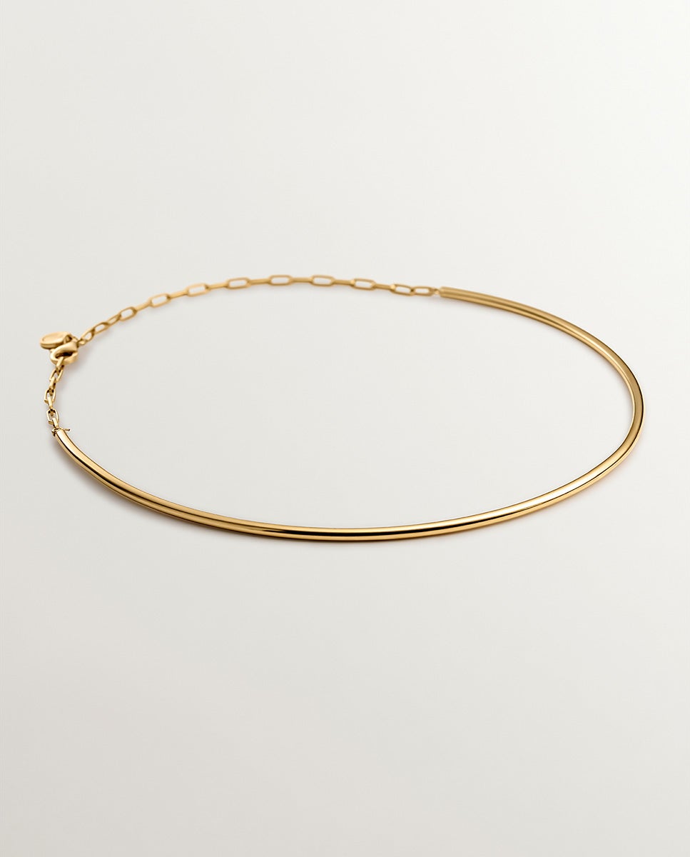 Colar Rígido de Prata 925 Banhada em Ouro Amarelo de 18k Ouro-1