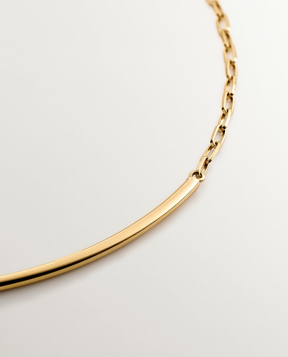 Colar Rígido de Prata 925 Banhada em Ouro Amarelo de 18k Ouro-3