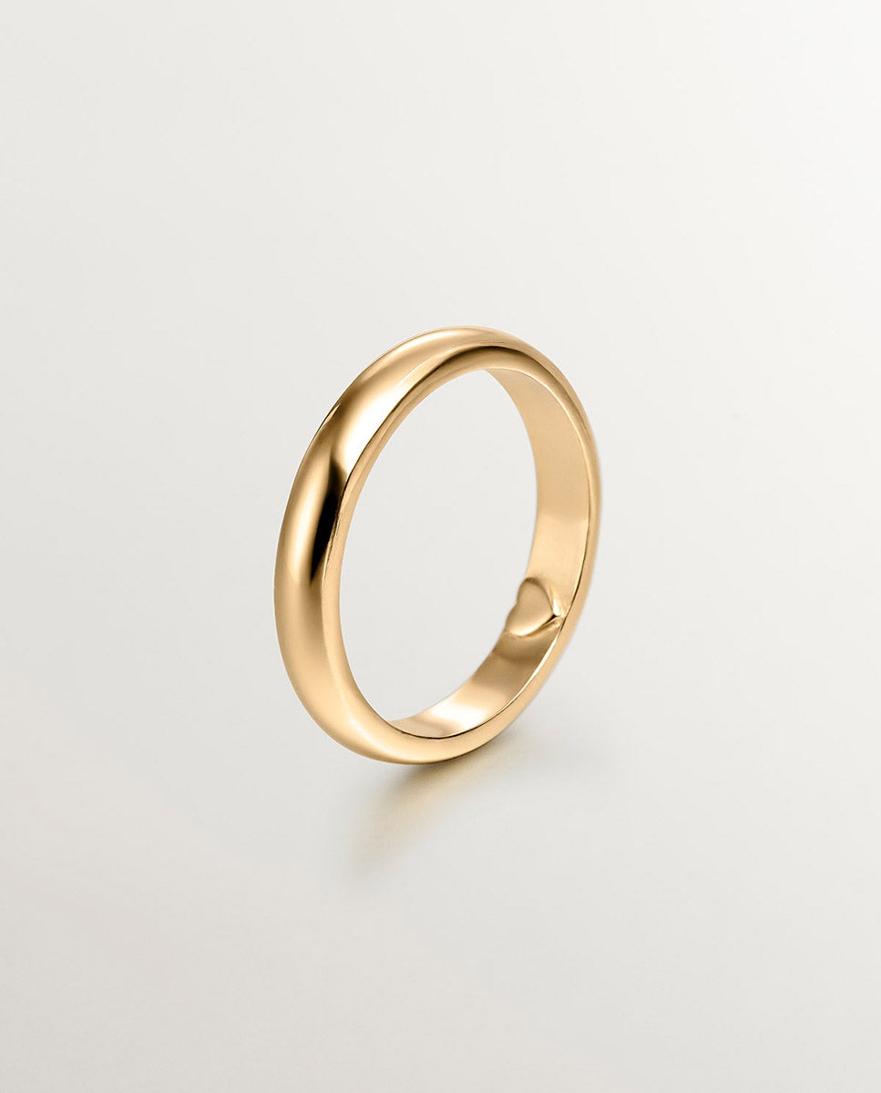 Anel Tipo Aliança de Prata 925 Banhada em Ouro Amarelo de 18k com Coração Interior Ouro-3