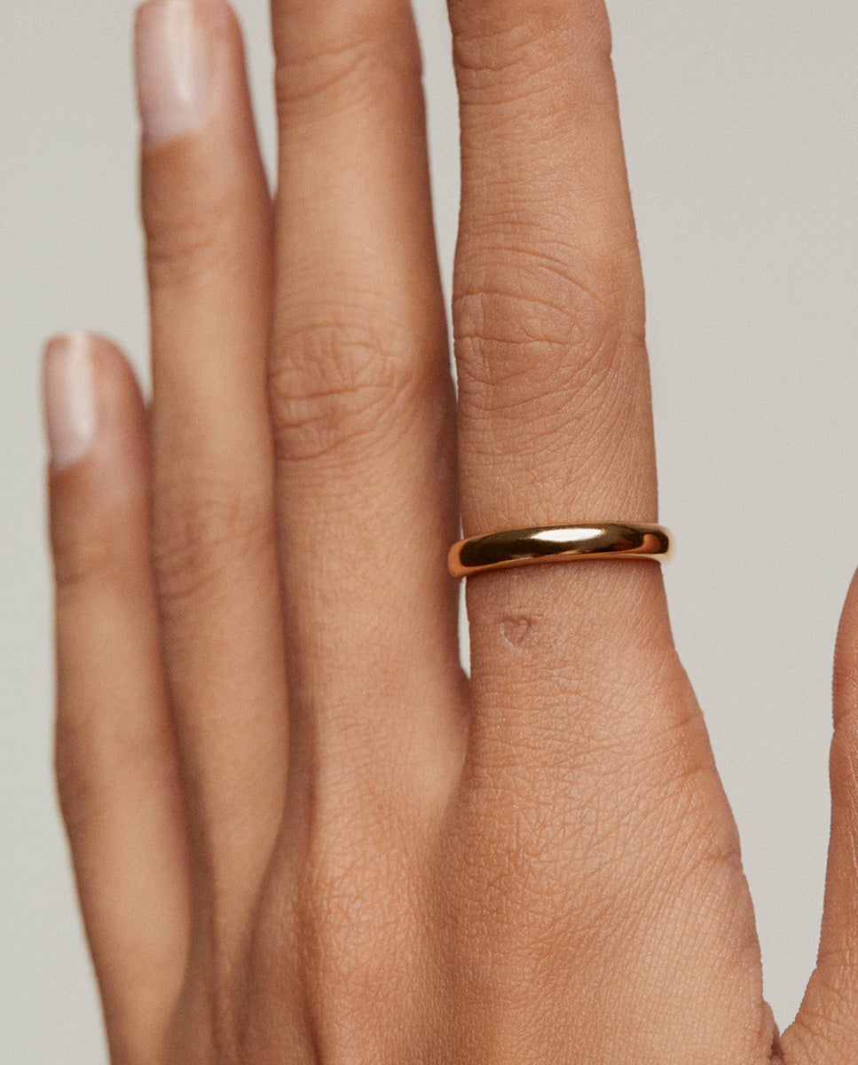 Anel Tipo Aliança de Prata 925 Banhada em Ouro Amarelo de 18k com Coração Interior Ouro-4