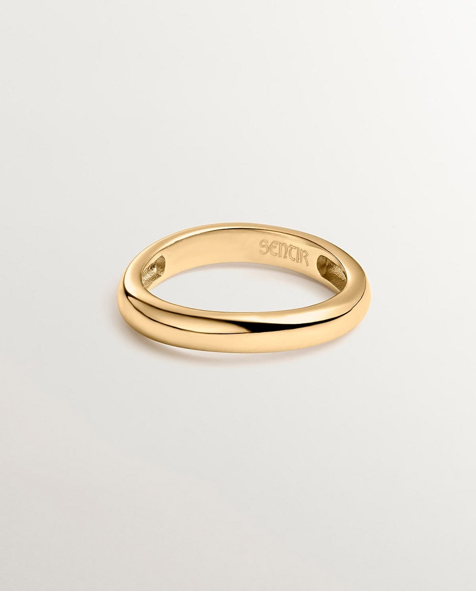 Anel Liso de Prata 925 Banhada em Ouro Amarelo de 18k Ouro-1
