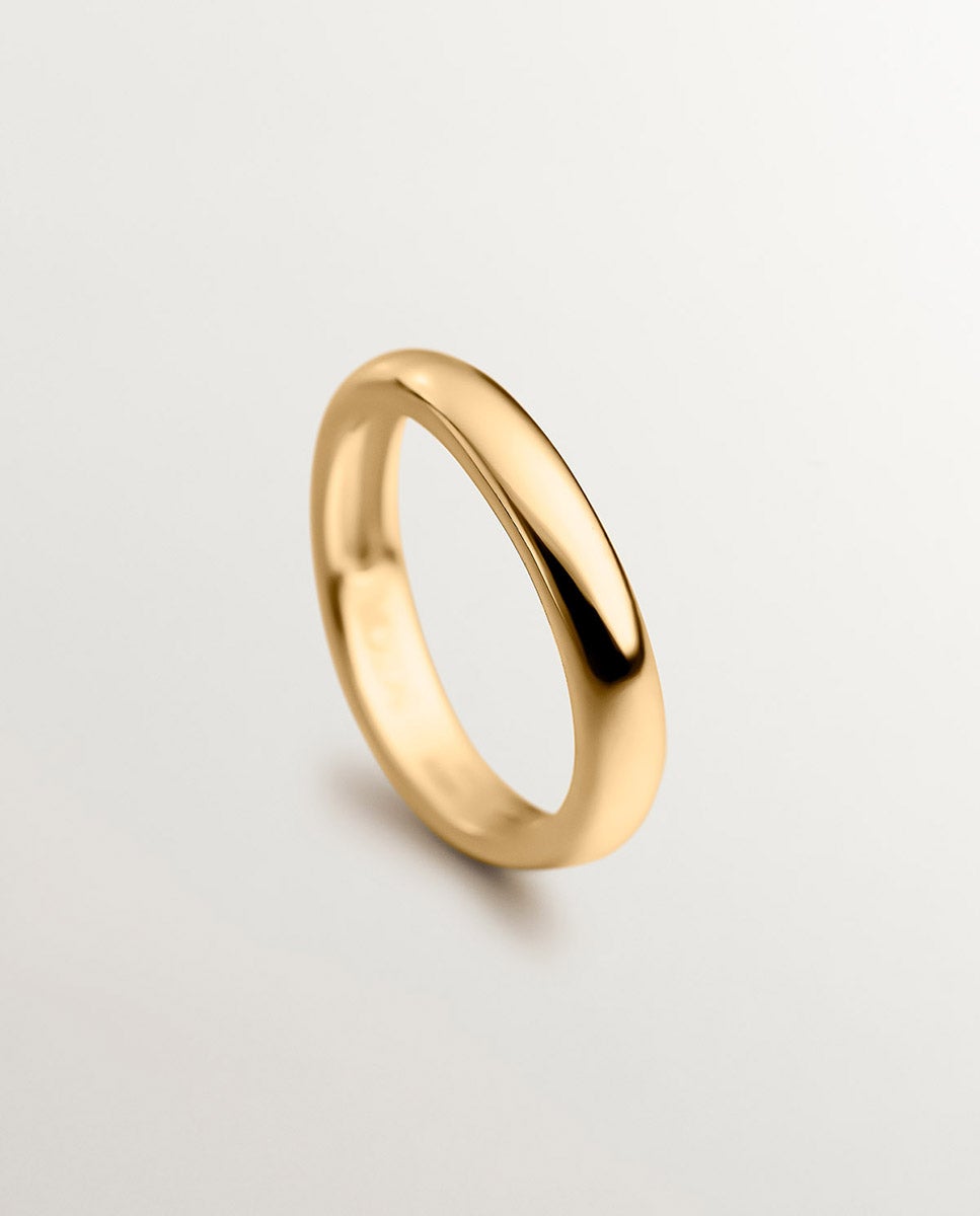 Anel Liso de Prata 925 Banhada em Ouro Amarelo de 18k Ouro-3