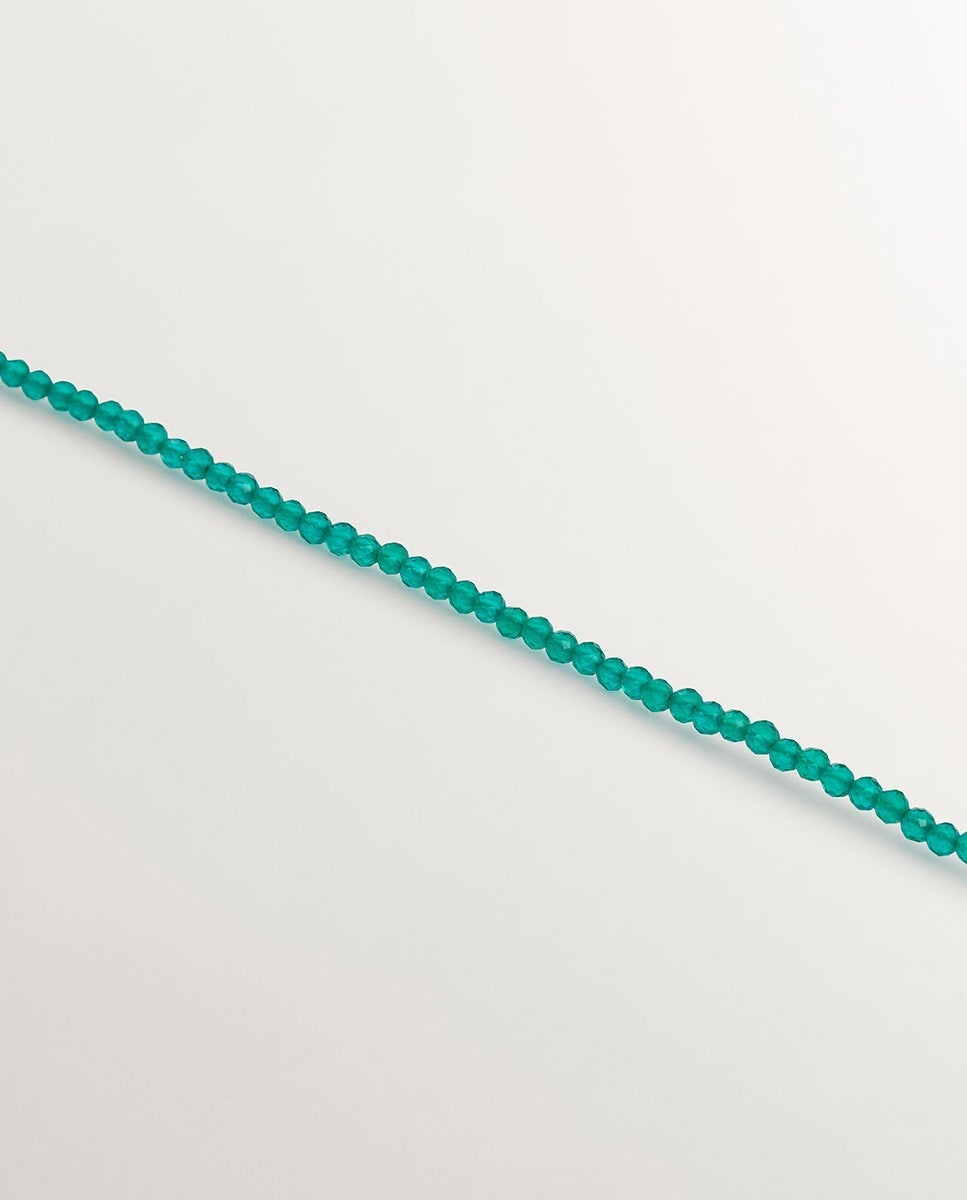 Pulseira de Prata 925 Banhada em Ouro Amarelo de 18k com Bolinhas de Ônix Verde Verde-3