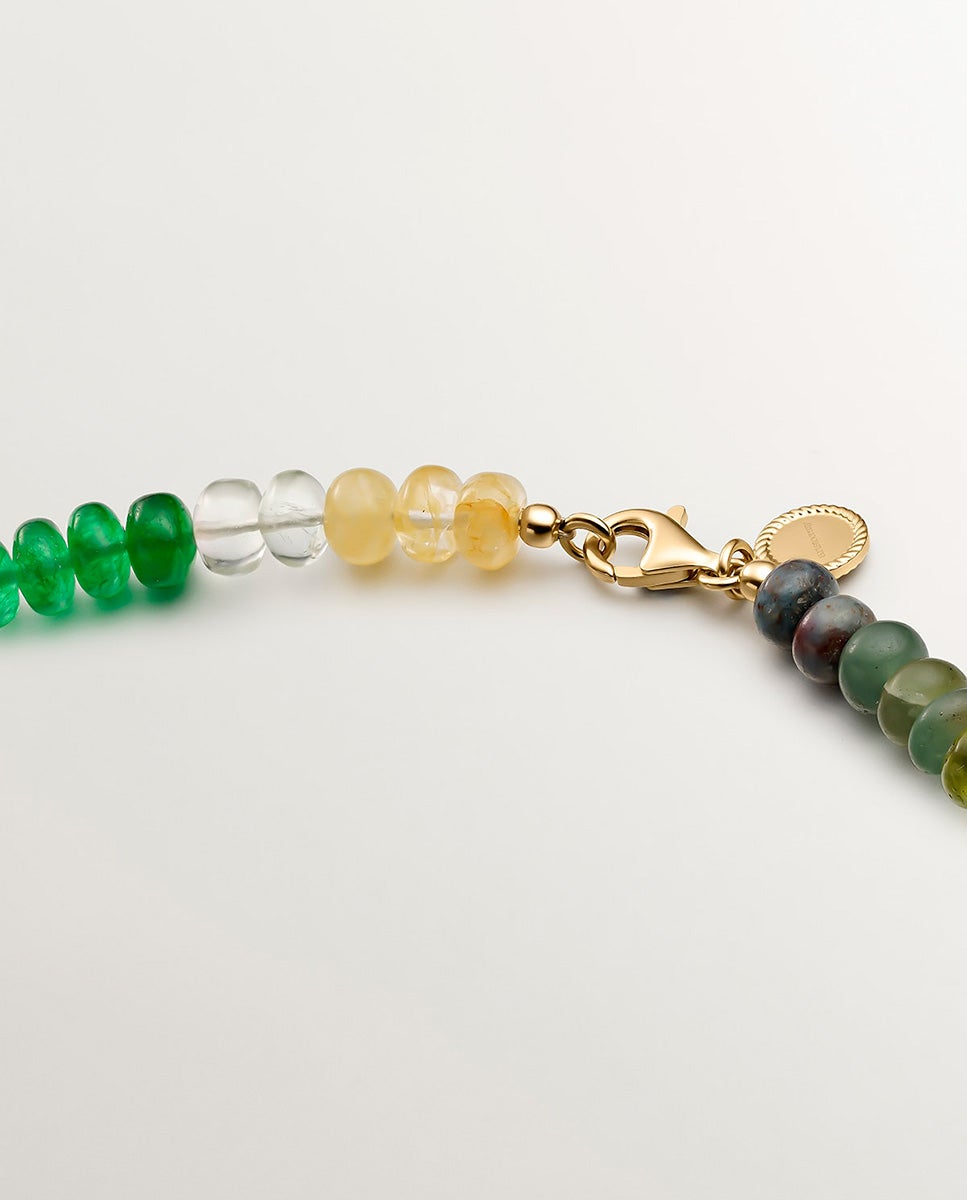 Colar de Prata 925 Banhada em Ouro Amarelo de 18k com Bolinhas de Pedras Multicolor Multicolor-5