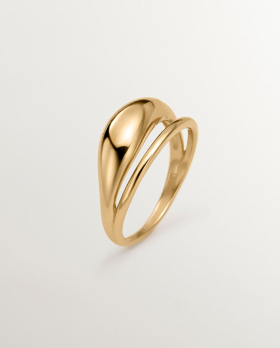 Anel Duplo de Prata 925 Banhada em Ouro Amarelo de 18k Ouro-1