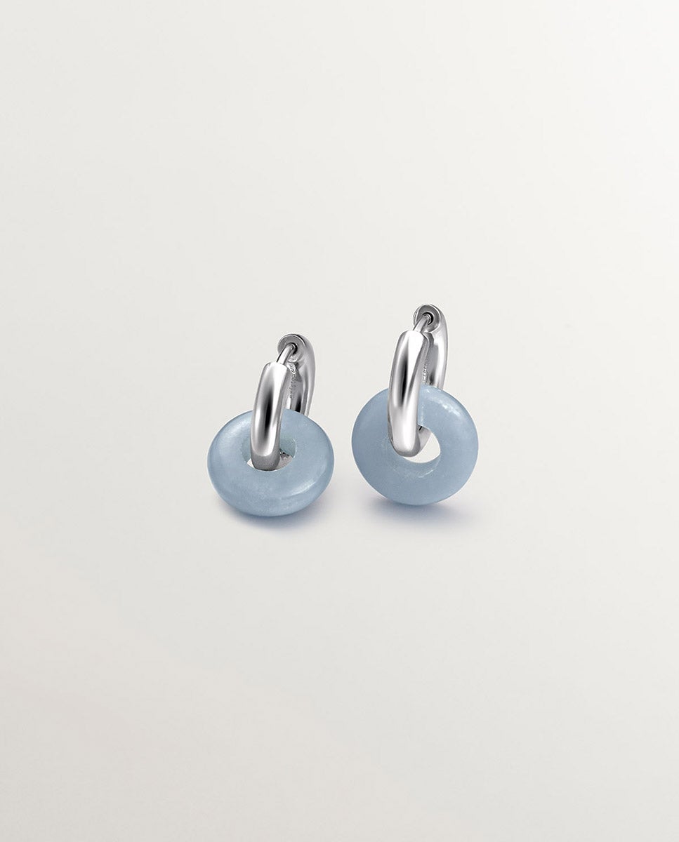 Brincos de Prata 925 com Angelita Azul Azul-2