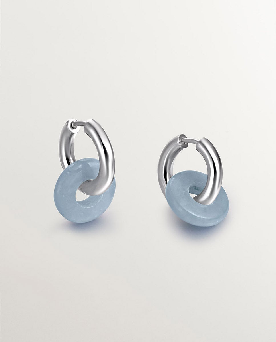 Brincos de Prata 925 com Angelita Azul Azul-5