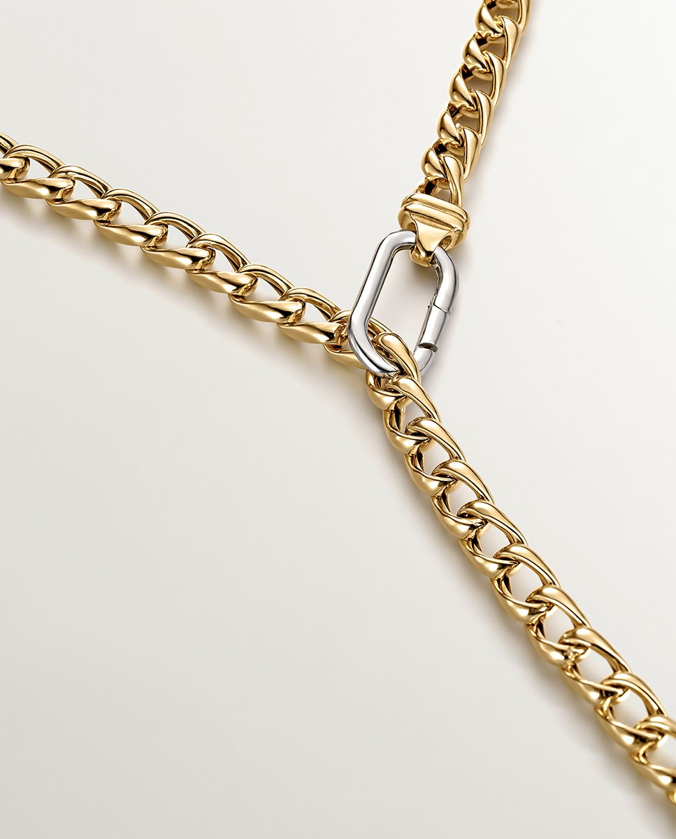 Corrente de Elos Barbados de Prata 925 Banhada em Ouro Amarelo de 18k Ouro-3