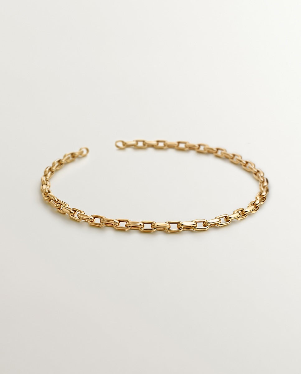 Colar de Elos Forza 45 Cm de Prata 925 Banhada em Ouro Amarelo de 18k Ouro-1