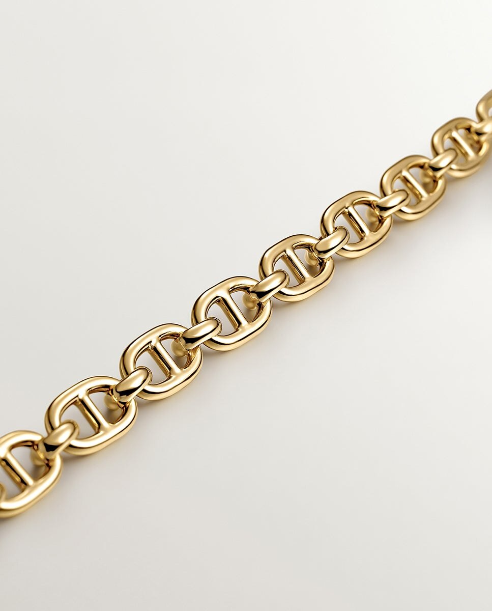 Corrente de Elos Calabrote 45 Cm de Prata 925 Banhada em Ouro Amarelo de 18k Ouro-3