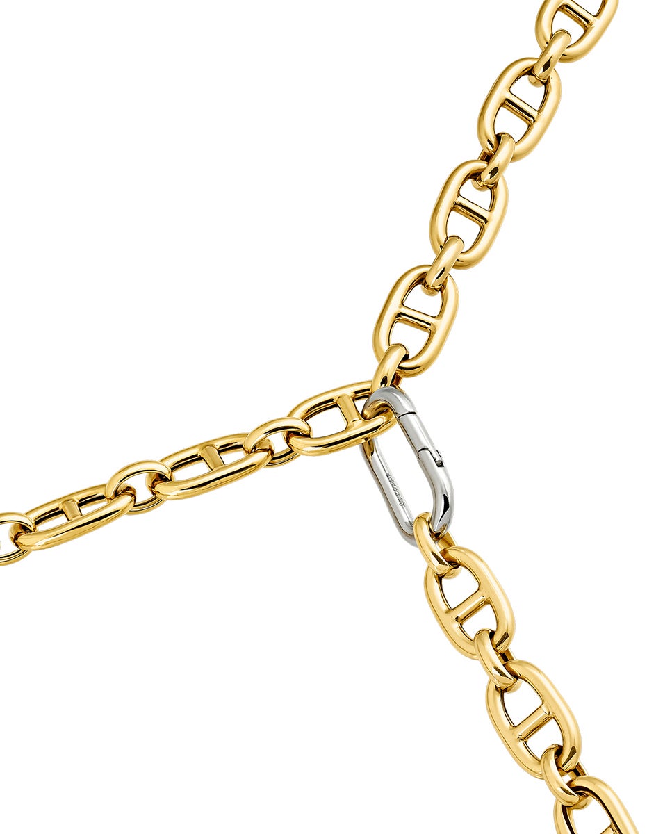 Corrente de Elos Calabrote 45 Cm de Prata 925 Banhada em Ouro Amarelo de 18k Ouro-5