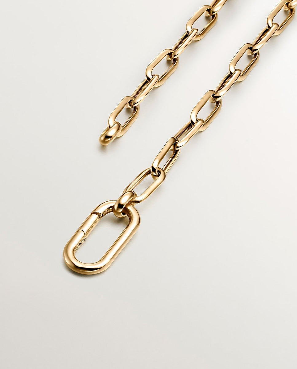 Colar de Elos Retangulares 45 Cm de Prata 925 Banhada em Ouro Amarelo de 18k Dourado-7