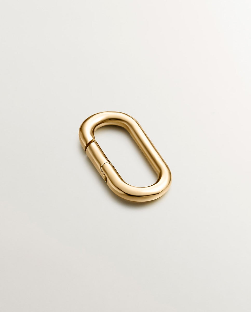 Imagem 0 de Mosquetão Ovalado de Prata 925 Banhada em Ouro Amarelo de 18k