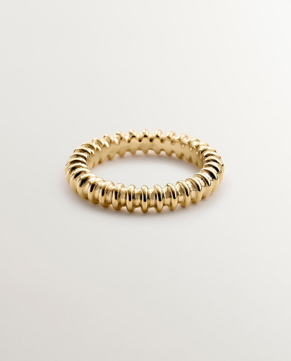 Anel de Prata 925 com Relevo Ouro-3