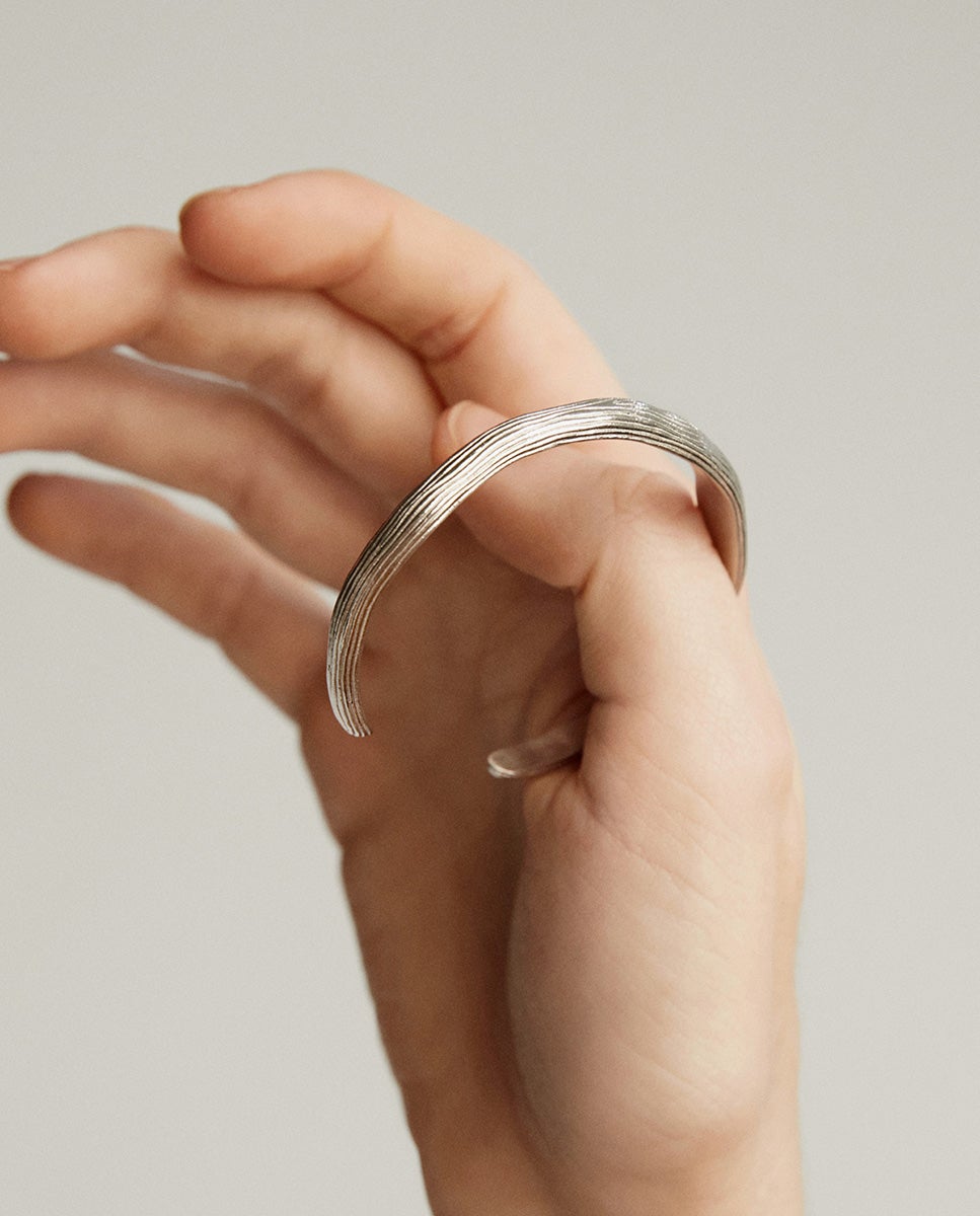 Pulseira de Prata 925 com Relevo e Forma Irregular Prata-2