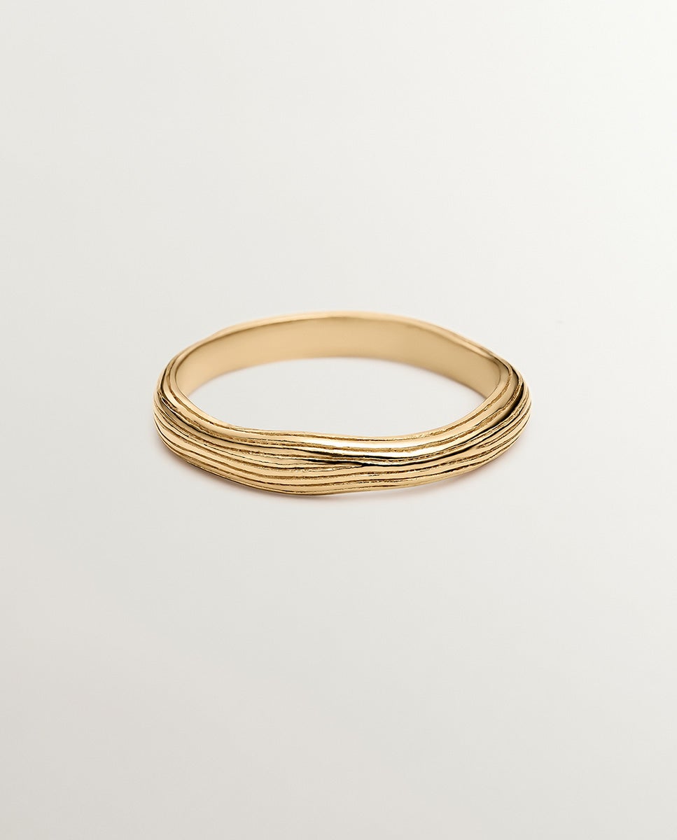 Anel de Prata 925 Banhada em Ouro Amarelo de 18k com Relevo Ouro-3
