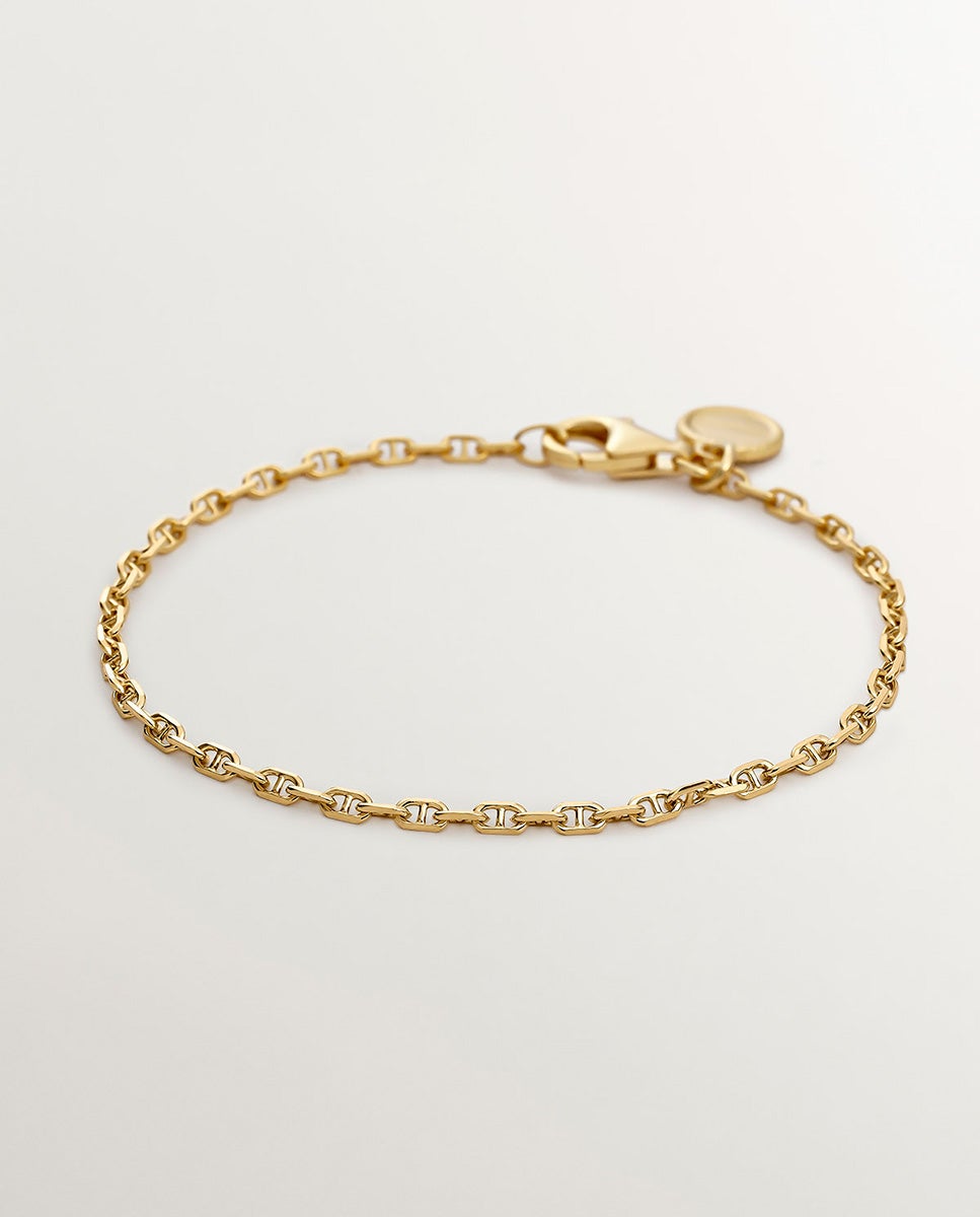 Imagem 0 de Pulseira de Elos de Prata 925 Banhada em Ouro Amarelo de 18k