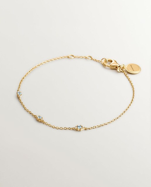 Imagem 0 de Pulseira de Prata 925 Banhada em Ouro Amarelo de 18K com Topázios Azul Swiss e Branco