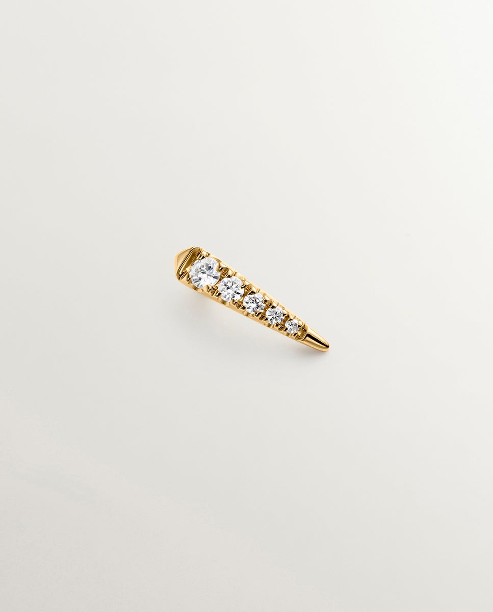Brinco Individual de Ouro Amarelo 18k com Diamantes Branco-1