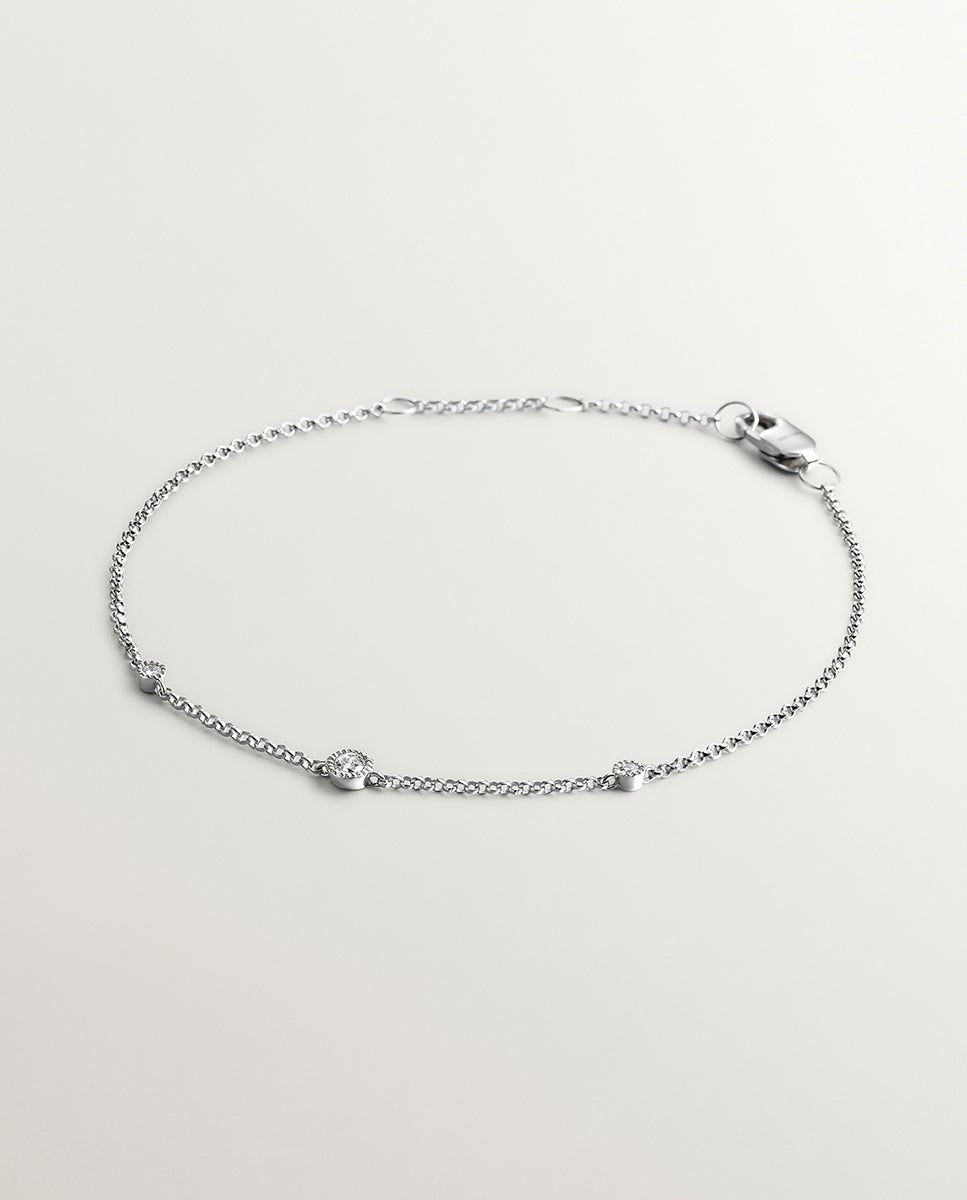 Pulseira de Ouro Branco de 18k com Diamante Isi2 0,097 Cts Branco-1