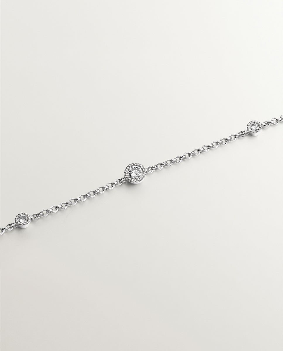 Pulseira de Ouro Branco de 18k com Diamante Isi2 0,097 Cts Branco-2