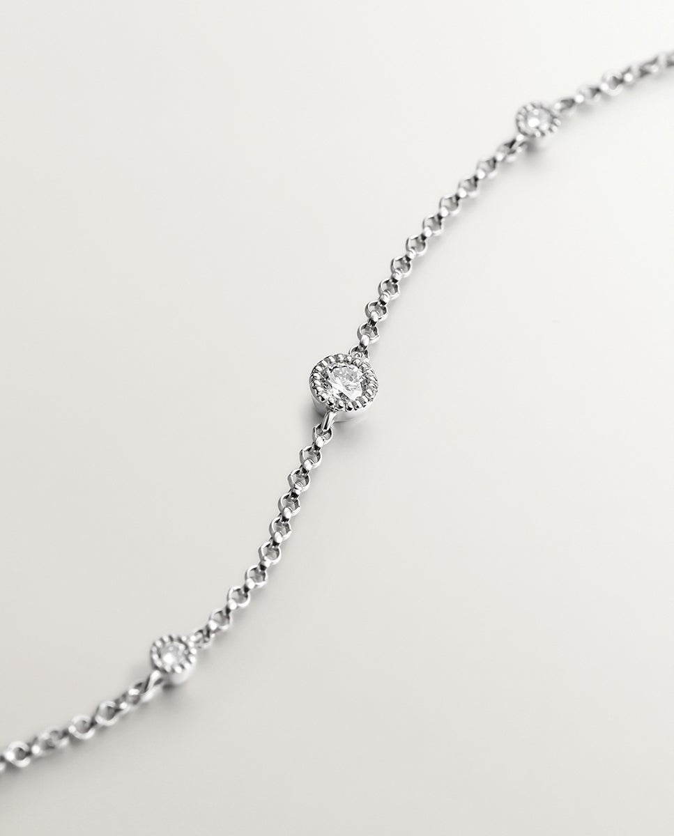 Pulseira de Ouro Branco de 18k com Diamante Isi2 0,097 Cts Branco-4