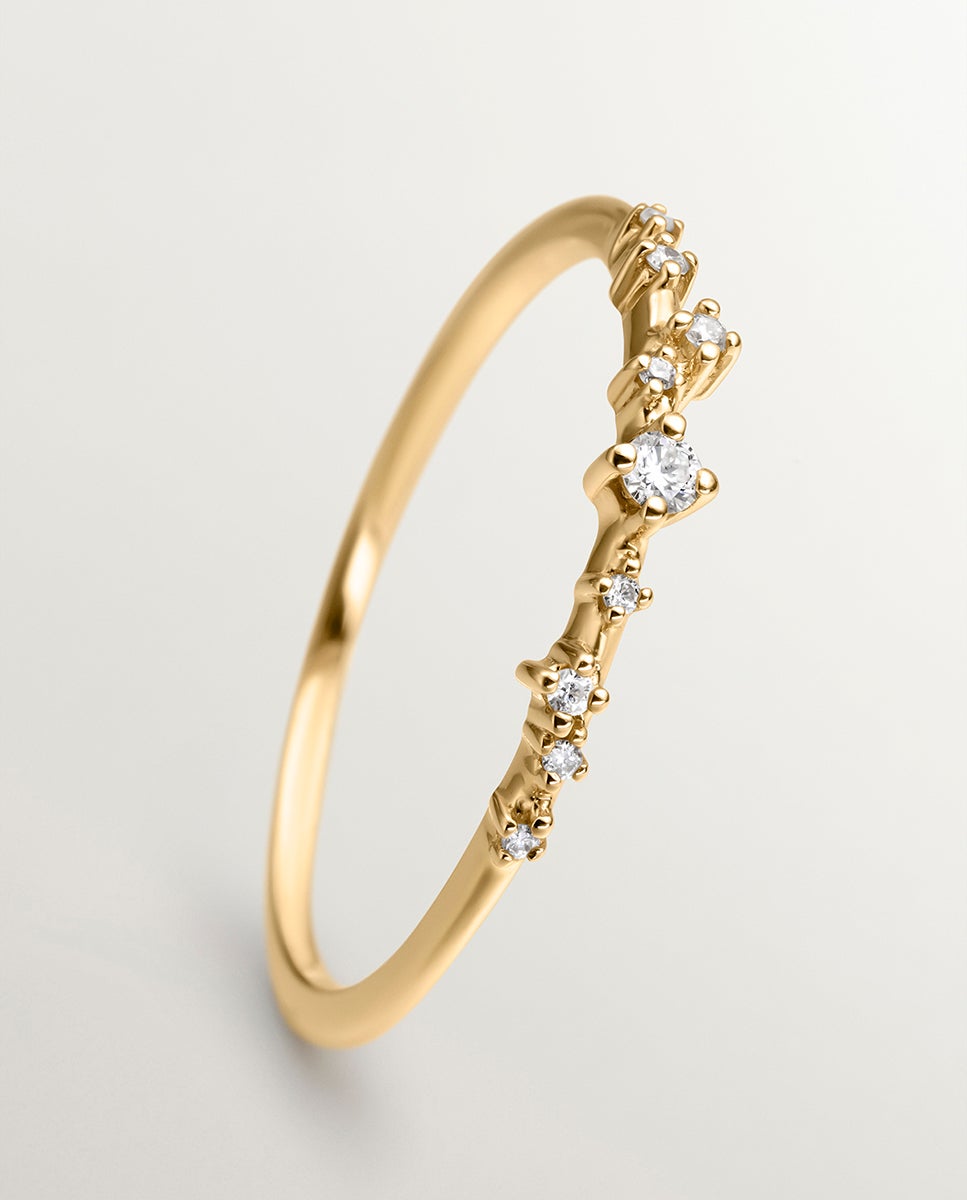 Anel de Ouro Amarelo de 18k com Diamantes Branco-1