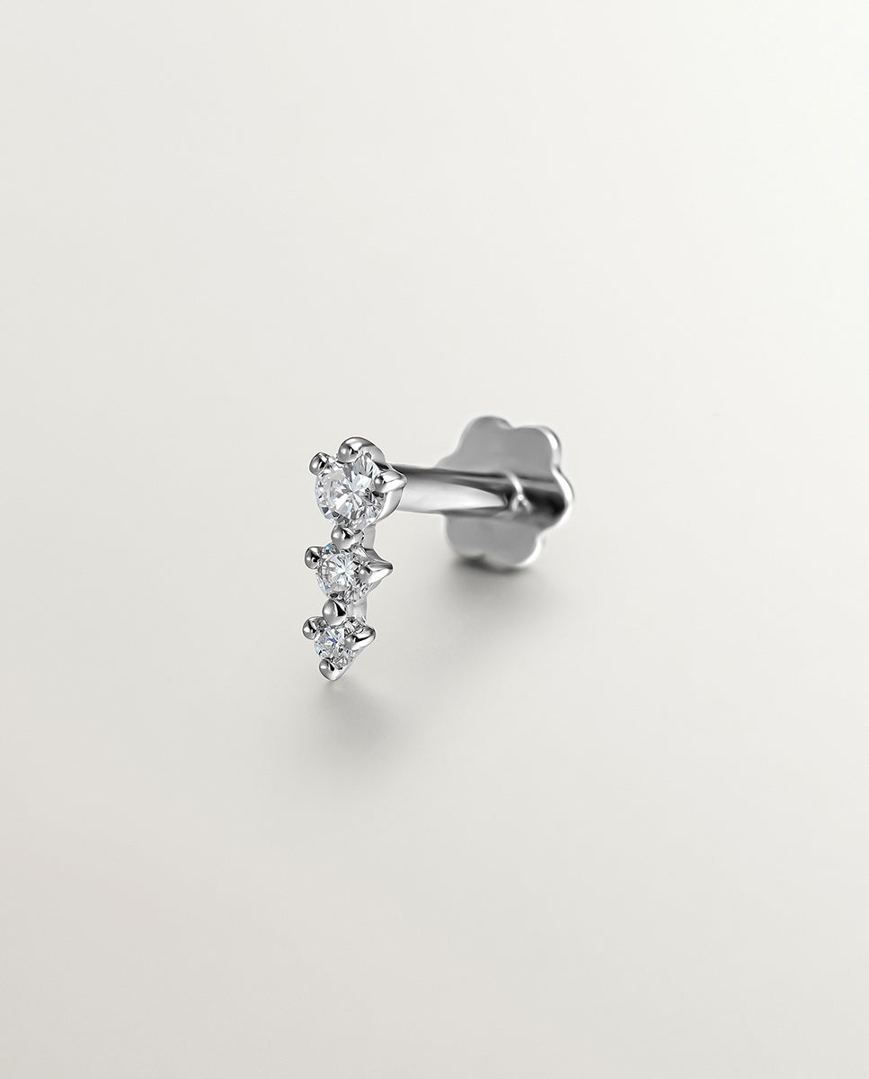 Piercing de Ouro Branco de 18k com Diamantes Branco-3
