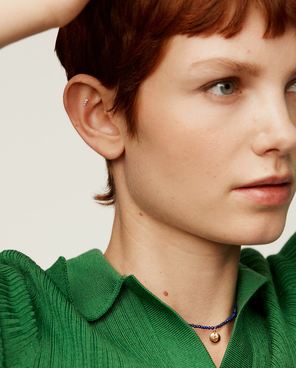 Piercing de Ouro Branco de 18k com Diamantes Branco-6