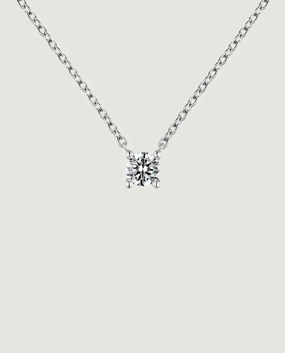 Imagem 0 de Pendente Solitário de Ouro Branco de 18k com Diamante de 0,15cts