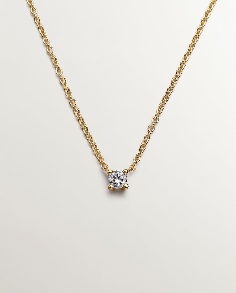 Pendente de Ouro Amarelo de 18k com Diamante de 0,1 Cts Branco-1